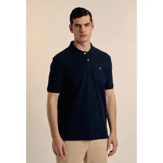 Polo Valecuatro clásico algodón piqué azul marino