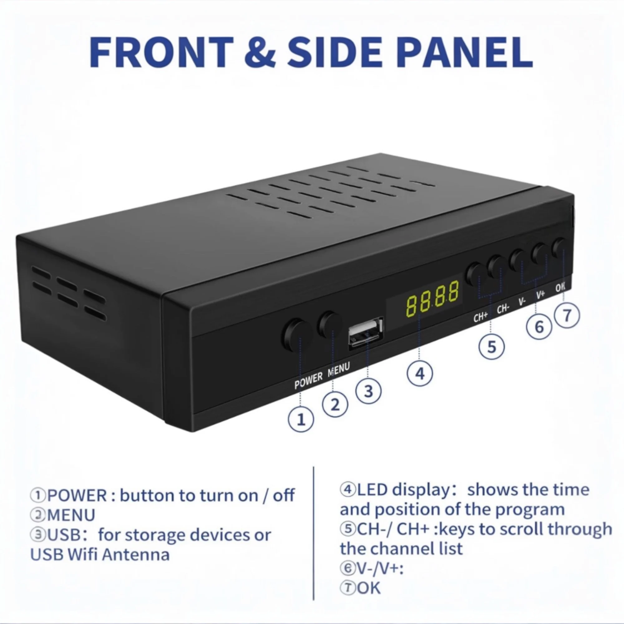 2024 Nueva Version TDT televisión DECODER UHD DVB-T T2 Tuner MPEG-4 2 ...