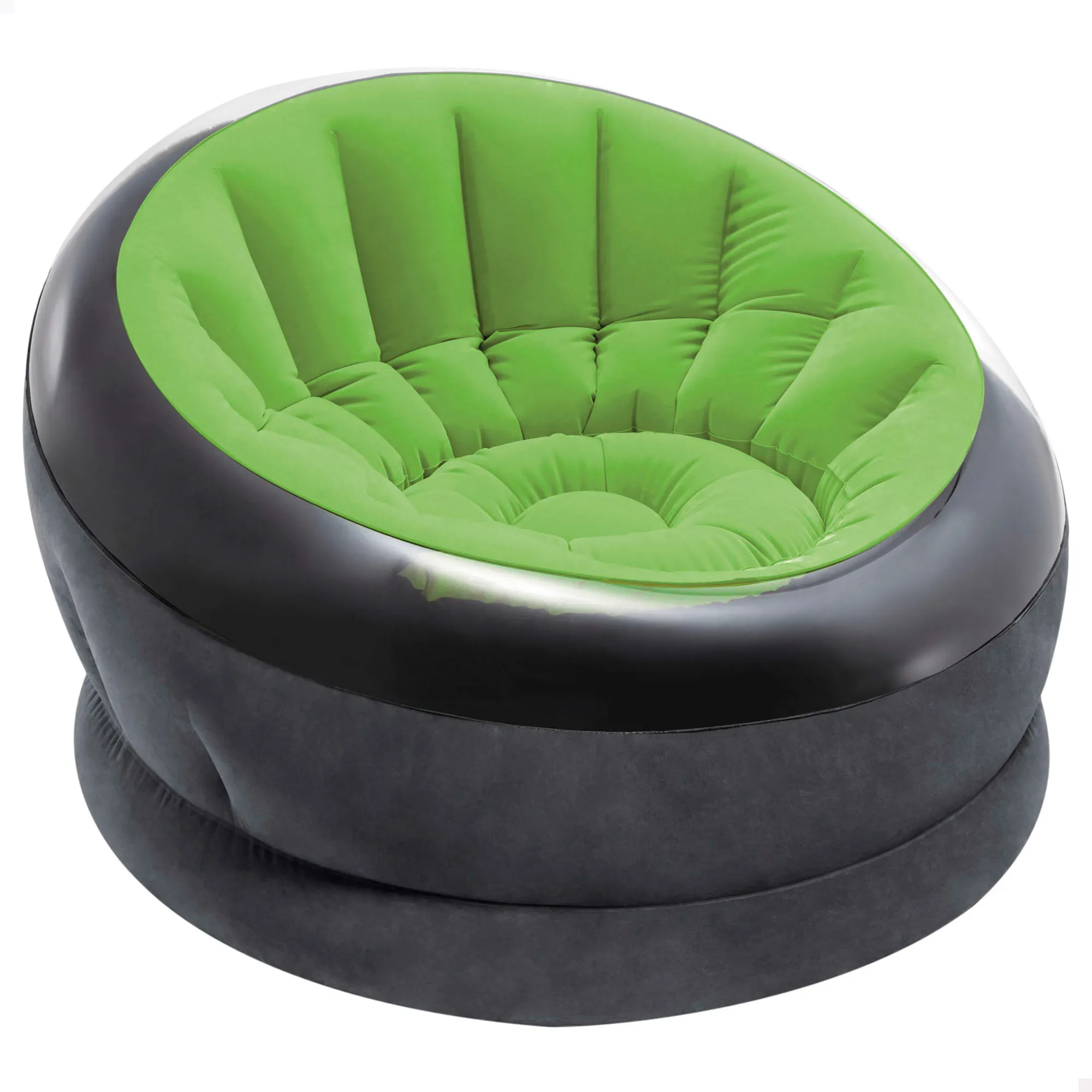 INTEX - Sillón hinchable Empire, Mide 112x109x69 cm, Verde lima, Para interior y exterior, Base reforzada, Fácil de hinchar, Máx. 100 kg, Flocado y PVC