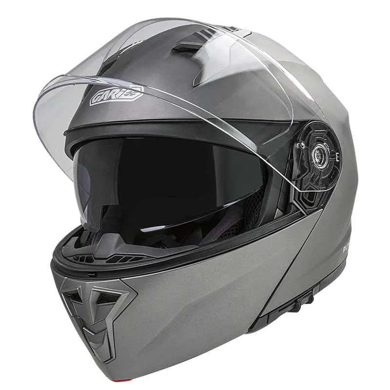 Garibaldi G100 Modular Motorcycle Helmet in Matte Anthracite, made of durable polycarbonate, featuring double P/J certification, anti-fog visor with Pinlock, removable hypoallergenic interior, and ECE 22.06 approval for optimal safety. #5