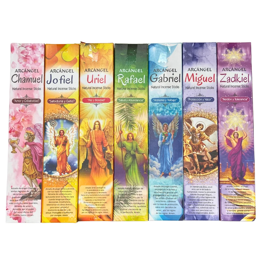 PACK of 7 natural MASALA incenses of the 7 archangels: GABRIEL (guide), RAFAEL (health), MIGUEL (protection), URIEL (prosperity and abundance), JOFIEL (blackbox), CHAMUEL (love and friendship) and zaccorel (transmutation).