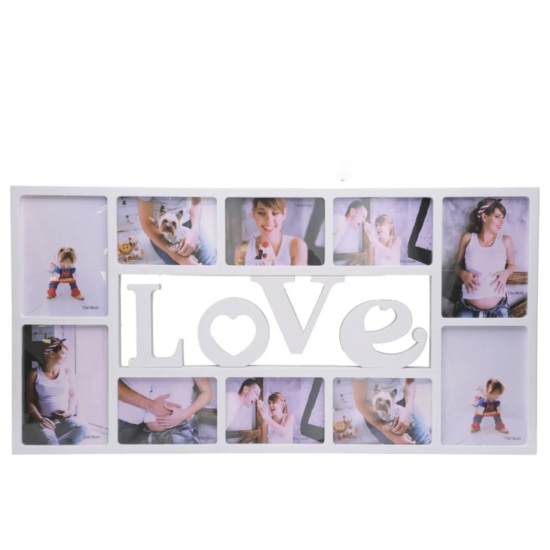Gissed-Marco de Fotos Decorativo LOVE, Diseño Múltiple para  Fotografías, Color Blanco