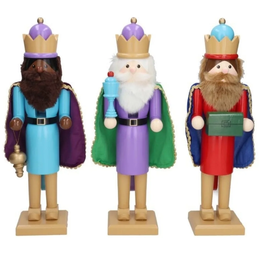 Reye Mago cascanueces navidad,Reyes Magos de madera,muñeco de Reye Mago,figura de cascanueces,10x8x38cm,Gerimport,fespu