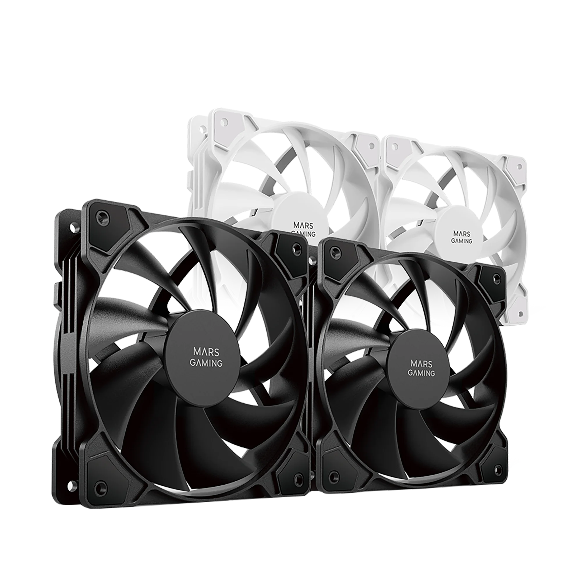 Mars Gaming MF-PWMX2, Kit 2 Ventiladores 120mm, Ultra silenciosos FDB 12dB, Sistema Anti-vibraciones, Sistema PWM, Pack Ventiladores PC Negro o Blanco