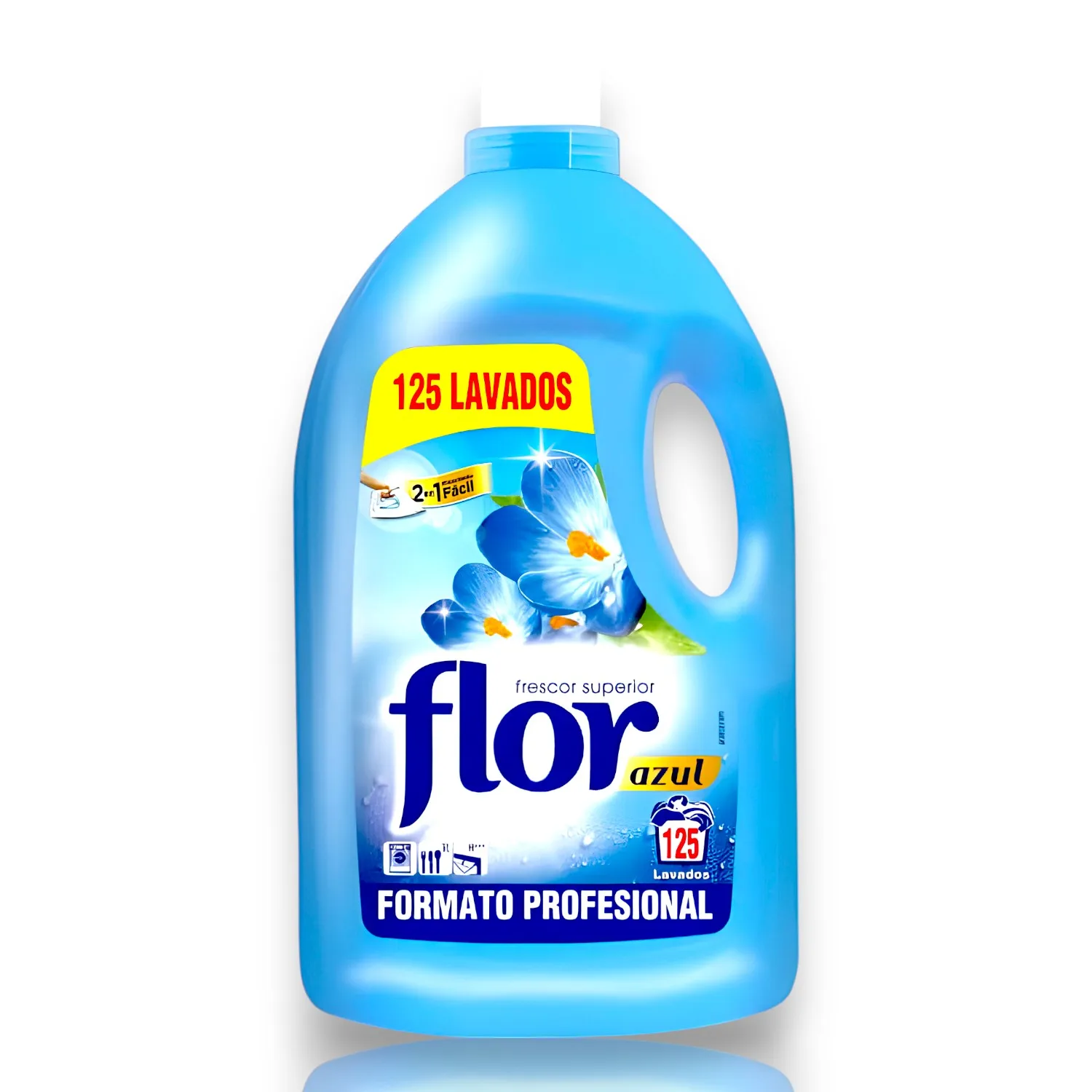 Fabric softener flower blue 5 litres-softener 125 washes professional format-quality and Superior freshness-2 in 1 easy ironing-Pack of 3 units-Reckitt Benckiser.