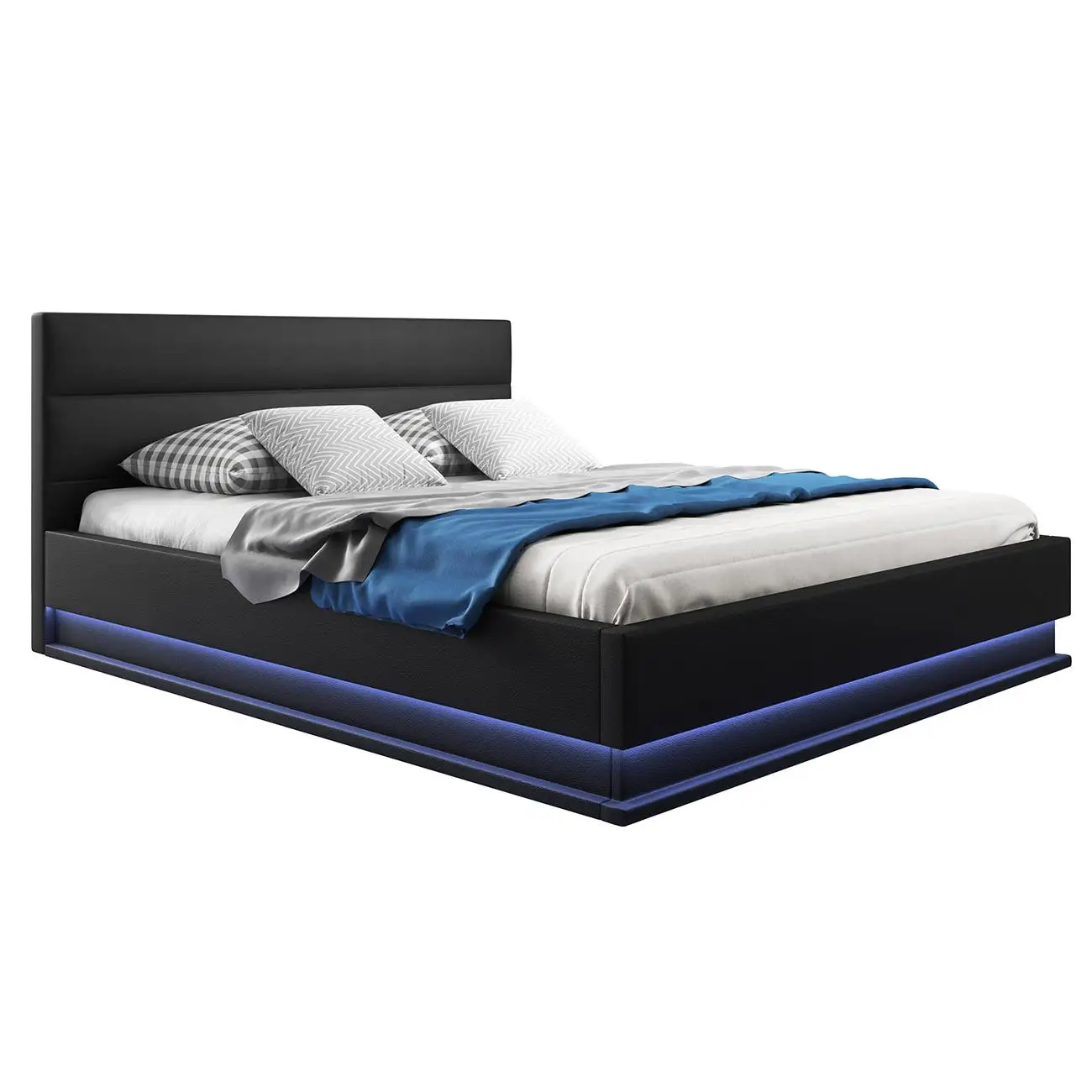 MB Muebles Bonitos - Cama de Matrimonio  con Colchón, Canapé, Cabecero, LED, Madera y Polipiel, Más Colores y Medidas, Modelo Nitas