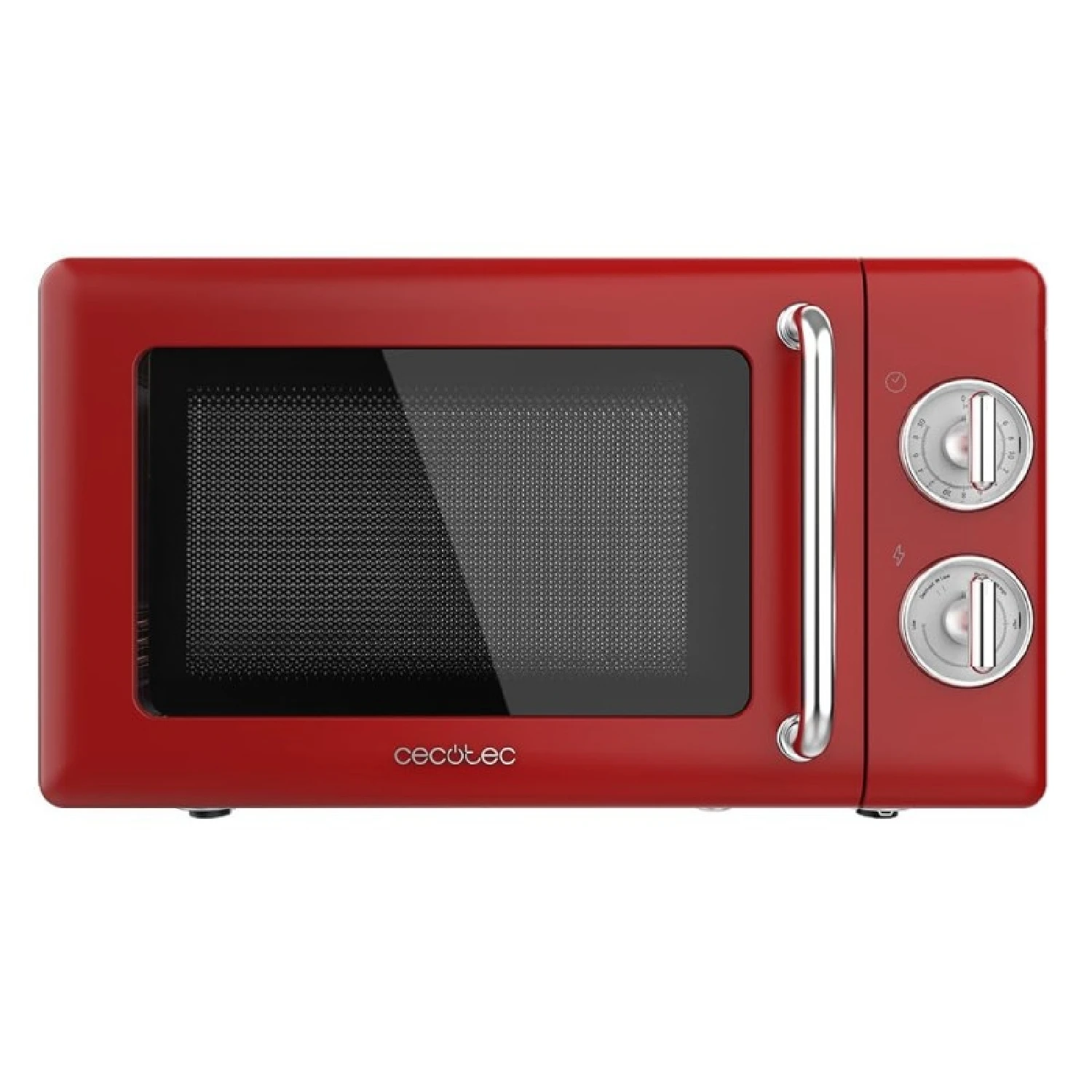 Mechanical microwave 20 L Proclean 3010 Retro network. 700 W in 6 levels, timer up to 30 minutes, defrost mode, Vintage design in red, steel finishes