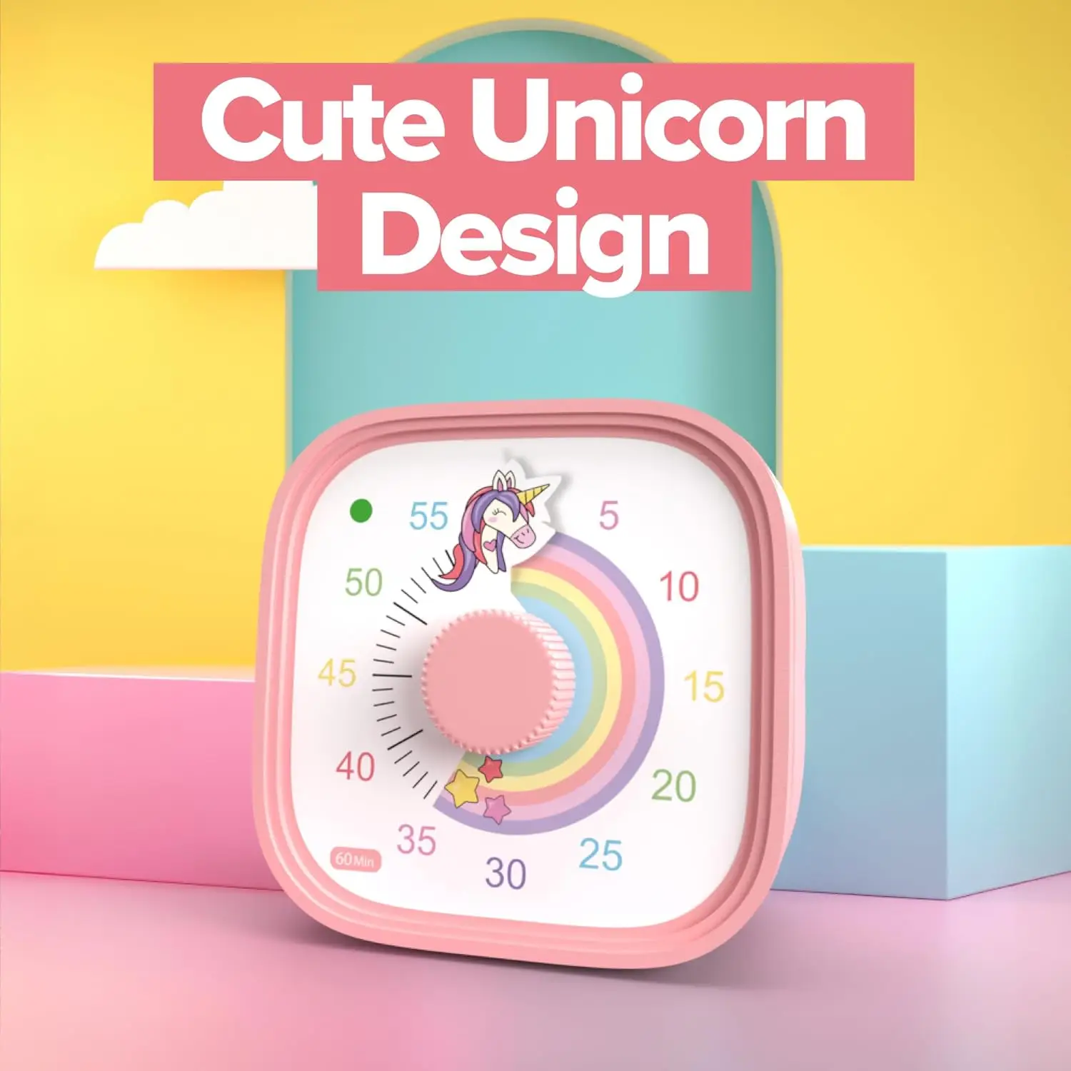 Visual timer for kids – time management tool – 60 minute countdown – encourages concentration and productivity – for school, play, learning and toothbrushing – colorful and fun design (pink) #3