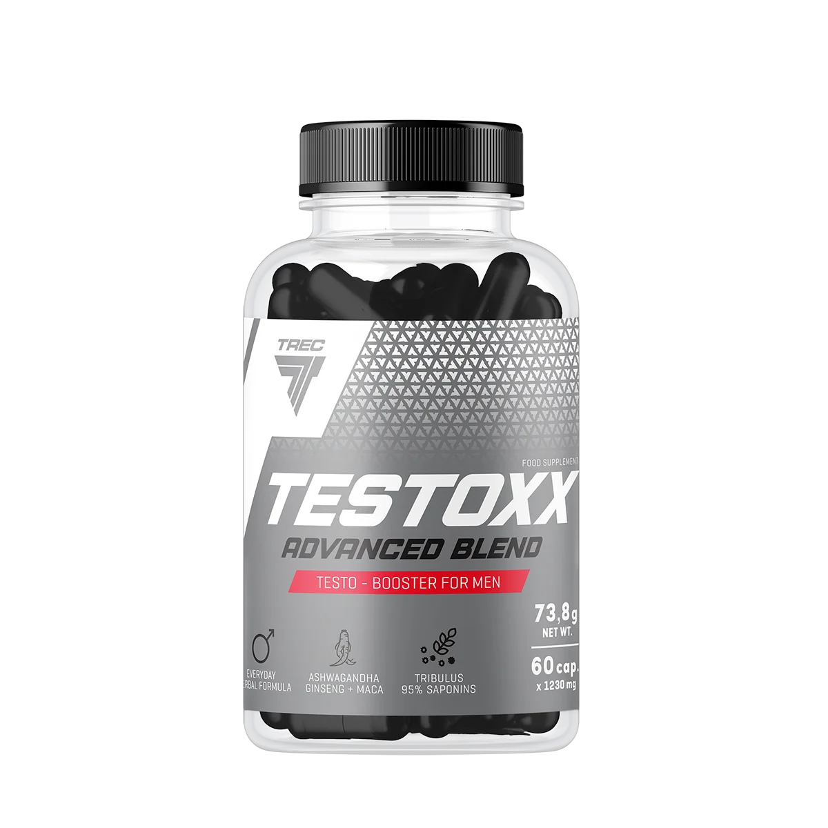 TREC NUTRITION - TESTOXX - ASHWAGANDHA + GINSENG + MACA + TRIBULUS- 60 CAPSULAS