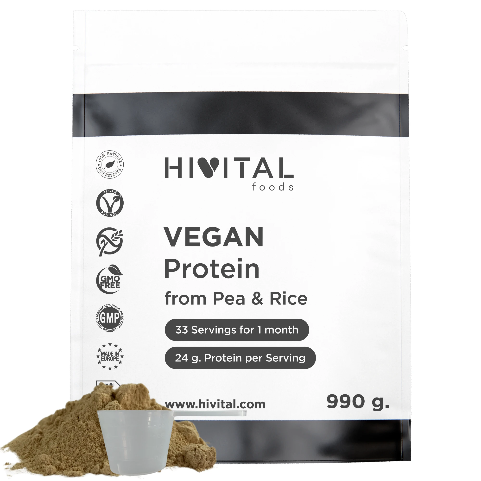Proteína Vegana de Guisante y Arroz | 1 Kg. Hivital