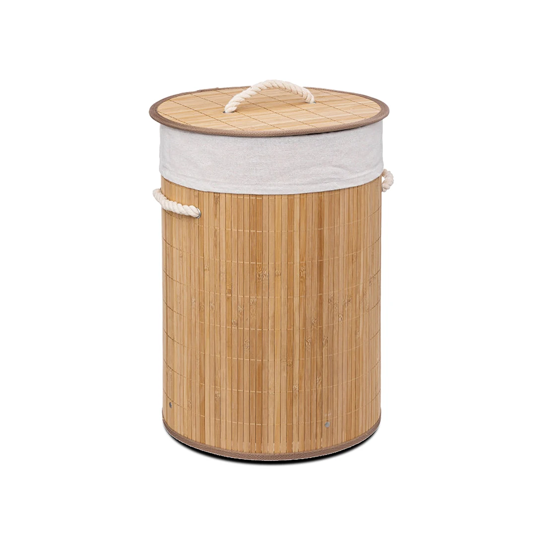 Cesta de Bambú Plegable con Tapa y Asas para Lavandería de Gran Capacidad. Cesto Grande Organizador para la Ropa con Bolsa Extraíble y Lavable Color Madera.