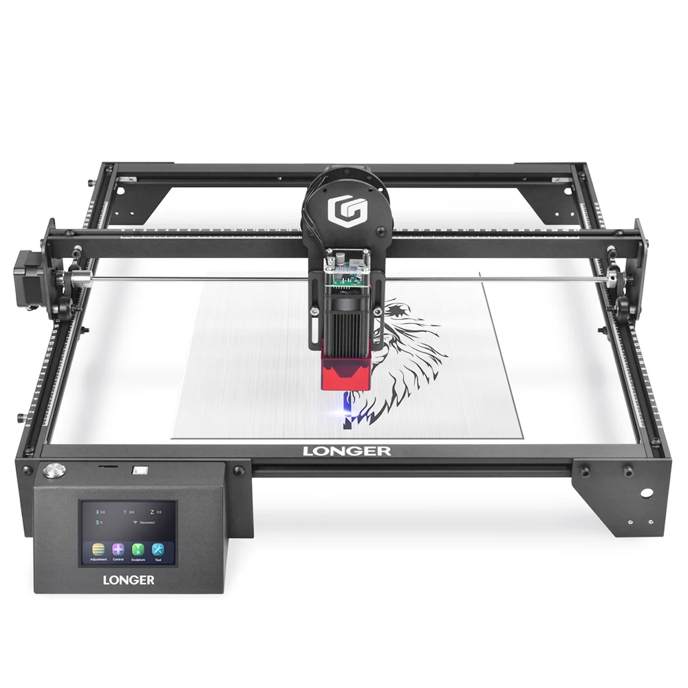 LGT LONGER RAY5 laser engraver, 40W laser engraving and cutting machine for metal and wood, 5W 15.7x15.7 inch laser cutting and engraving machine, 3.5 inch color touch screen, offline Engraving/cutting