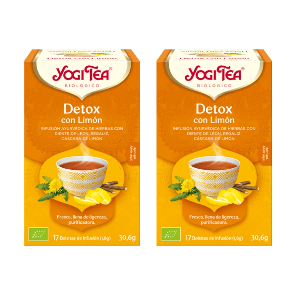 Té Detox con Limón  Packs 2  Respiración para la relajación  17 bolsitas de infusión  YogiTea