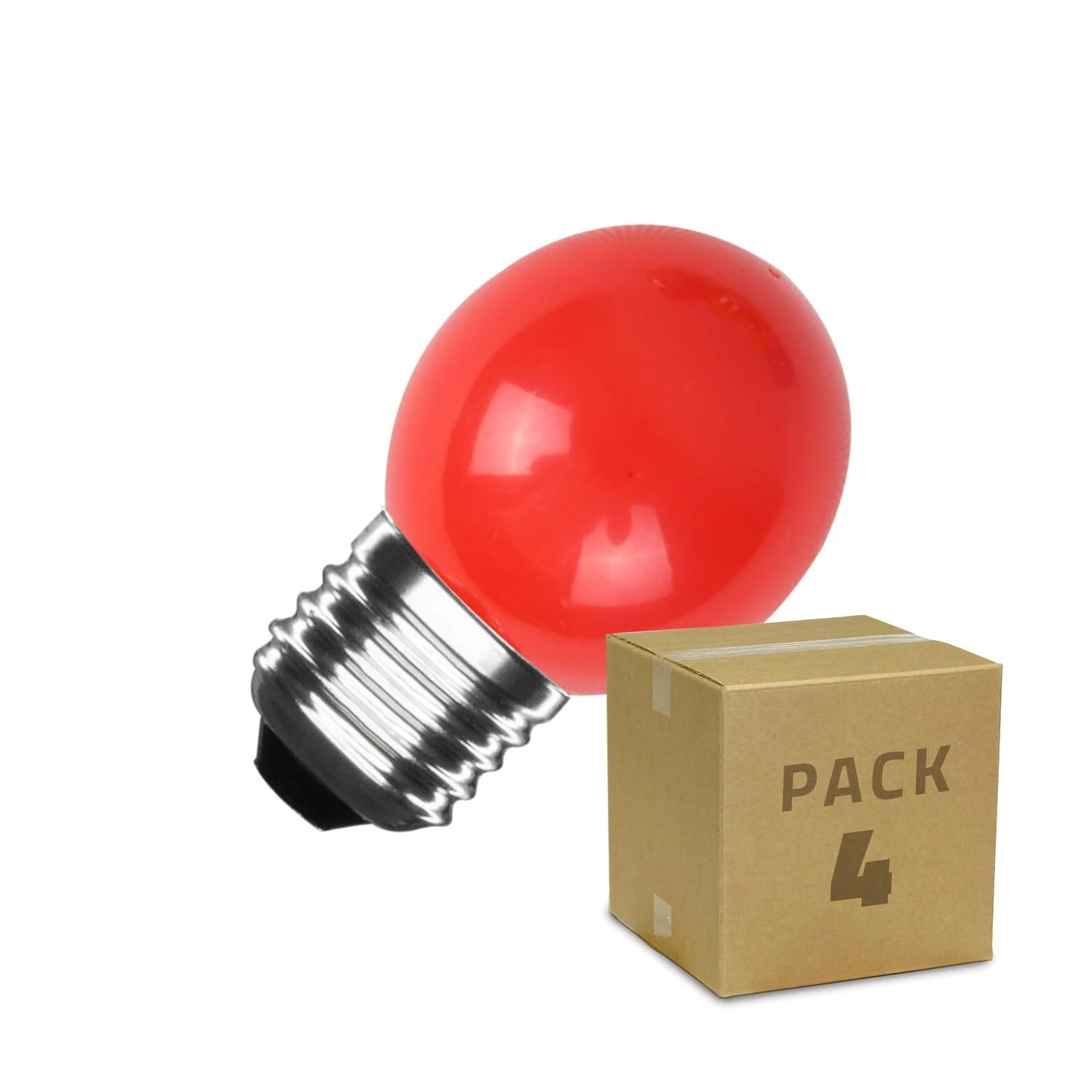 Ledkia Pack 4 Bombillas LED E27 3W 300 lm G45 Rojas Rojo