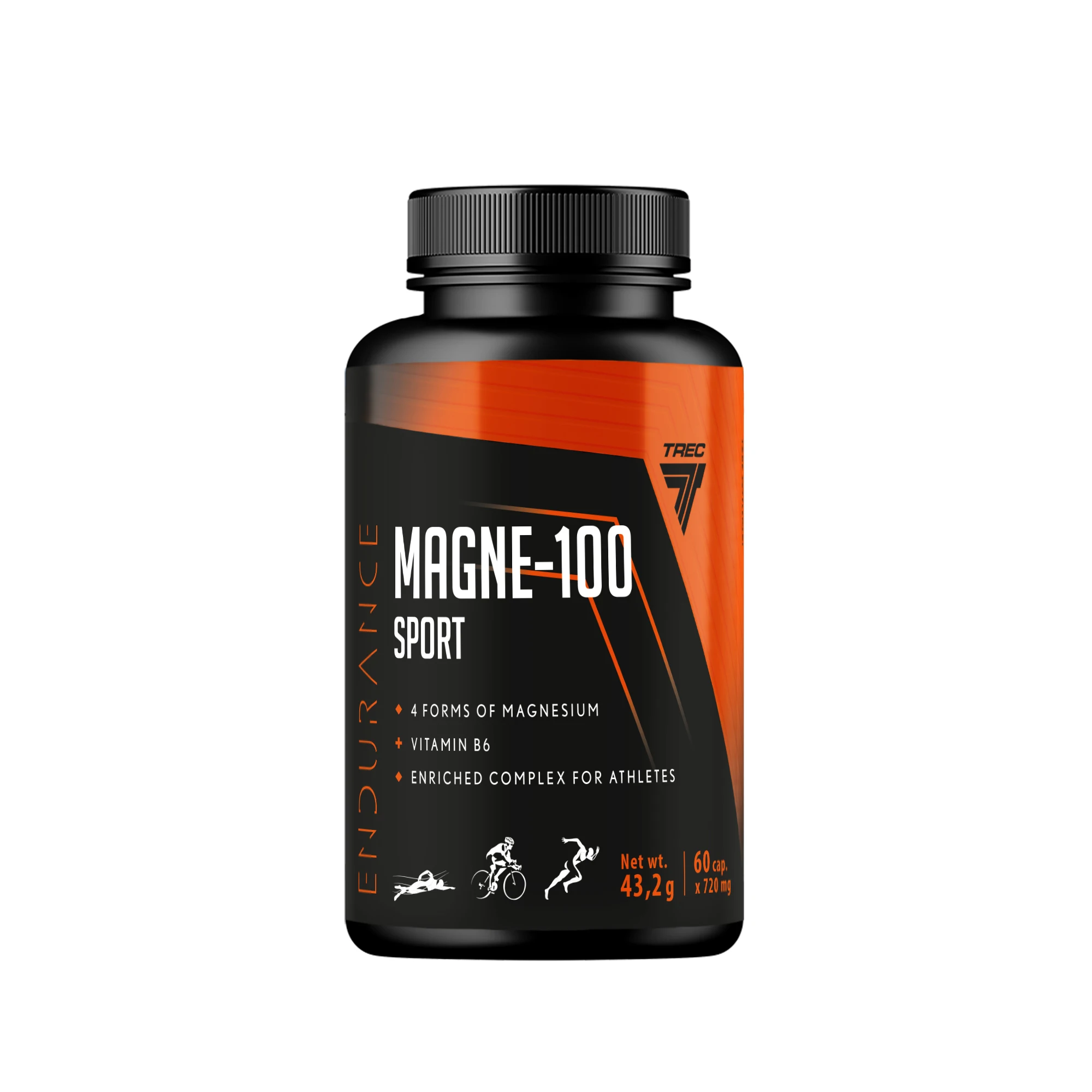 Magne-100 Sport 60 cápsulas  Magnesio + B6 de Trec Nutrition para músculos, energía y recuperación