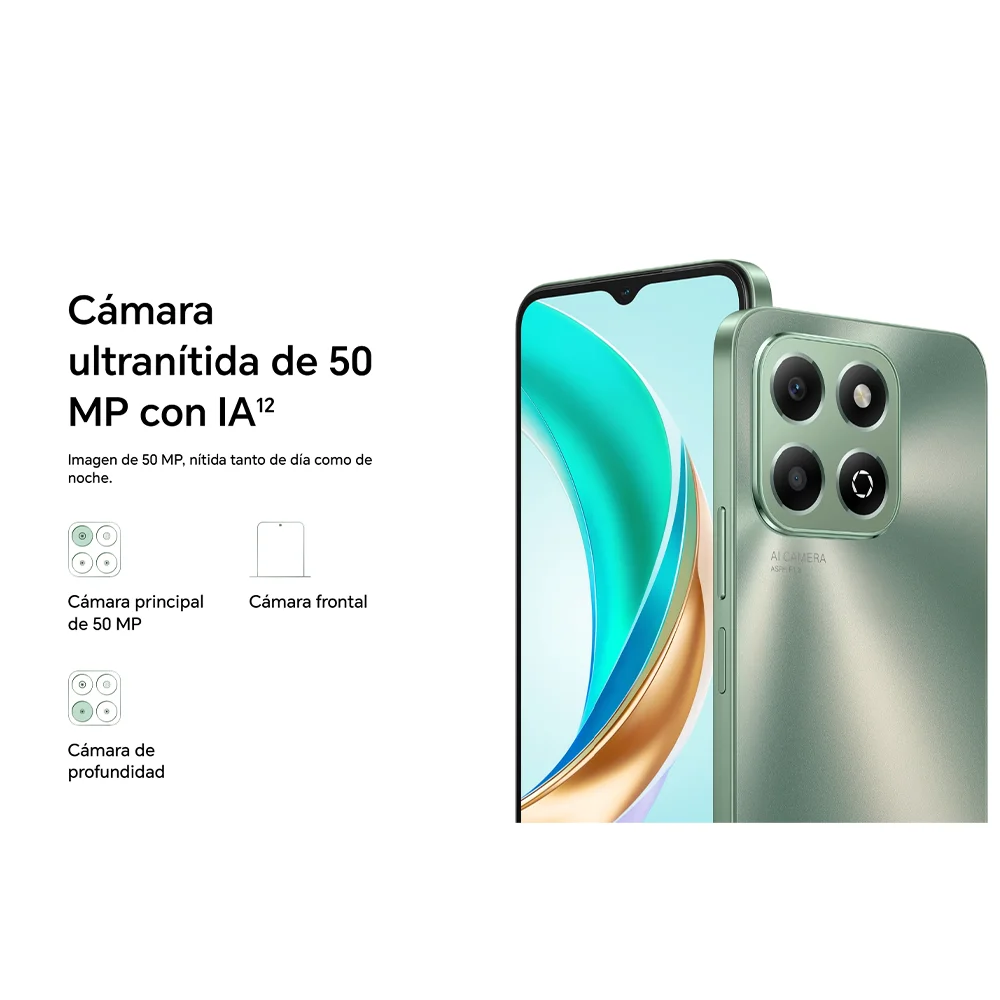 Honor x6b 4gb+128gb mobile phone, midnight black / forest green, large capacity 5200 mah battery |   Super ram memory of 8(4+4) gb + 128 gb storage |   50 mp ultra-clear camera with ai