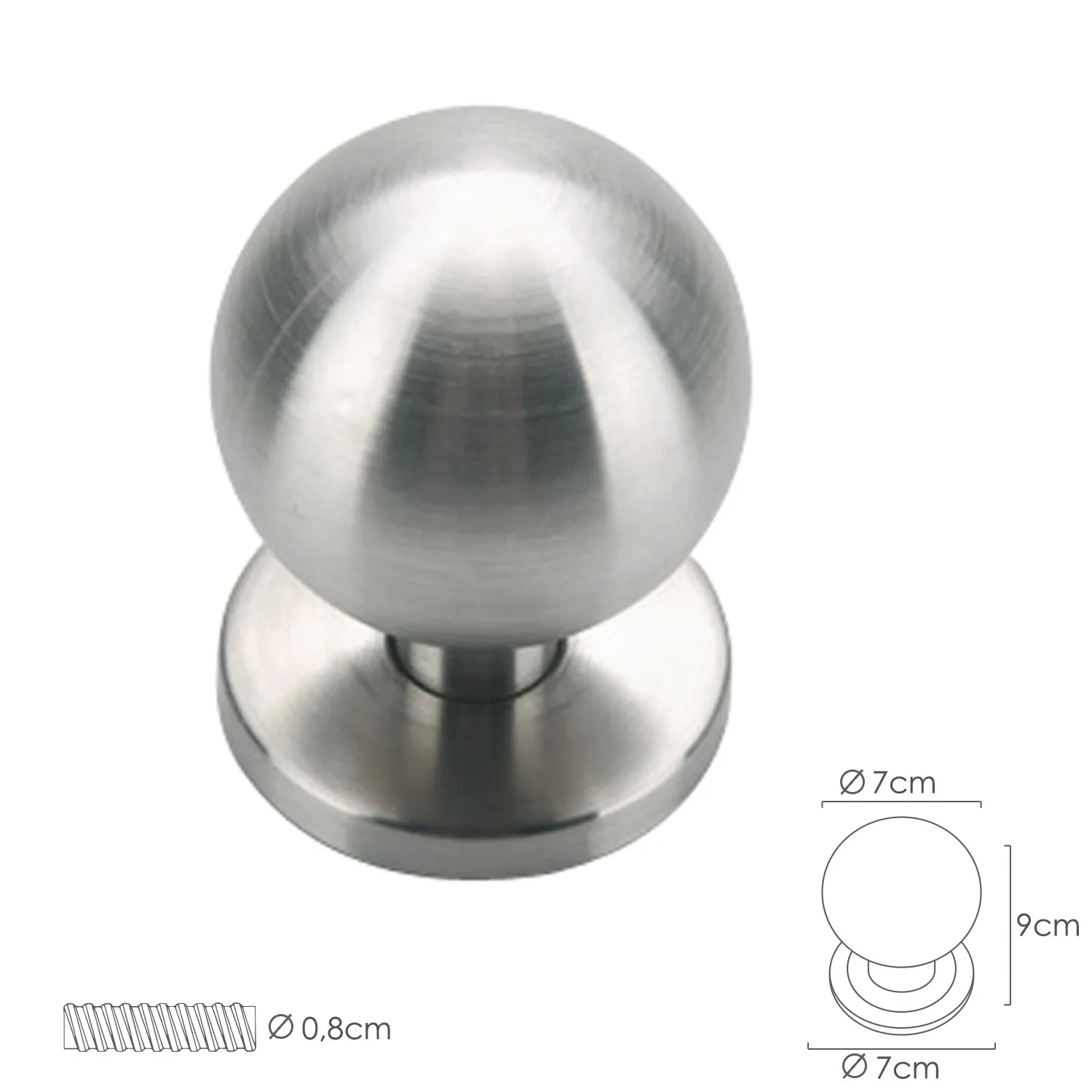 SANCO STORE - ORYX Pomo Puerta Esferico Color Inox Oryx