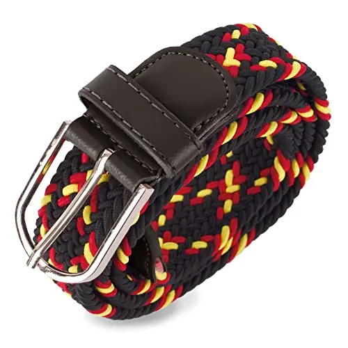 ADRI . Cinturón para hombre Negro y bandera España. Cinturón elástico