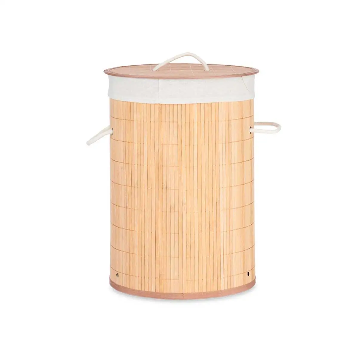 Factory Cuadros Cesta de Bambú Redondo para Ropa Sucia - Ecológica y Espaciosa