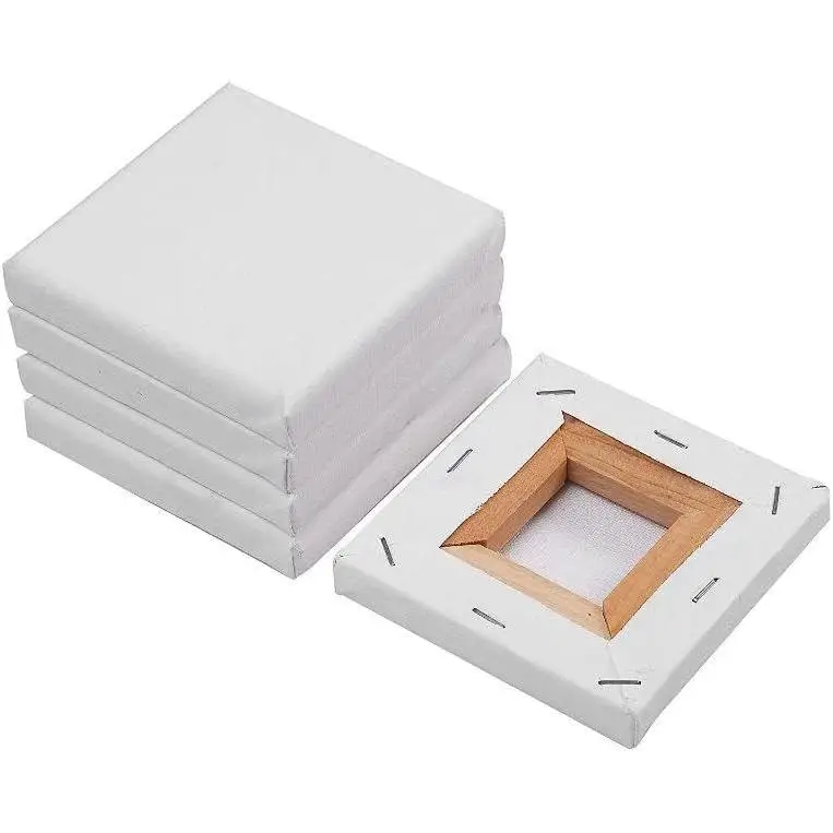 Artix - Set of 6 Mini painting canvases | Pre-stretched white canvases for acrylic oil and wet media | 100% cotton | Suitable for professional and amateur artists | 280 grams