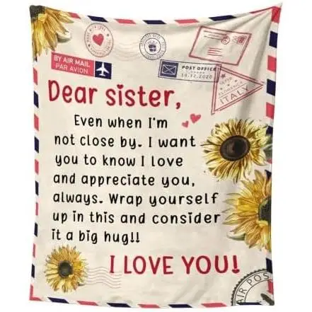 Manta de Franela, Manta Personalizada, Mantas para Sofá, Manta de Franela para Cama, Manta de Regalo para Hermanas, Blanket Regalo para Navidad, Cumpleaños, Acción de Gracias, Graduación