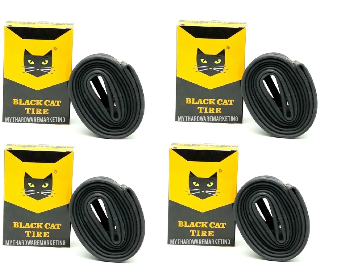 Black Cat Tire - 24" Bicycle Camera Pack of 4 with Schrader Valve, Anti-Puncture Rubber Material, Size 1.95/2.125, Ideal for Mountain and Gravel Bikes #3