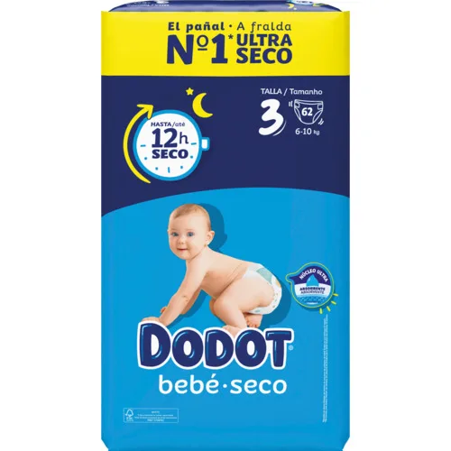 Dodot Bebé Seco Pañales Talla 3 - Absorbentes y Cómodos para Tu Bebé