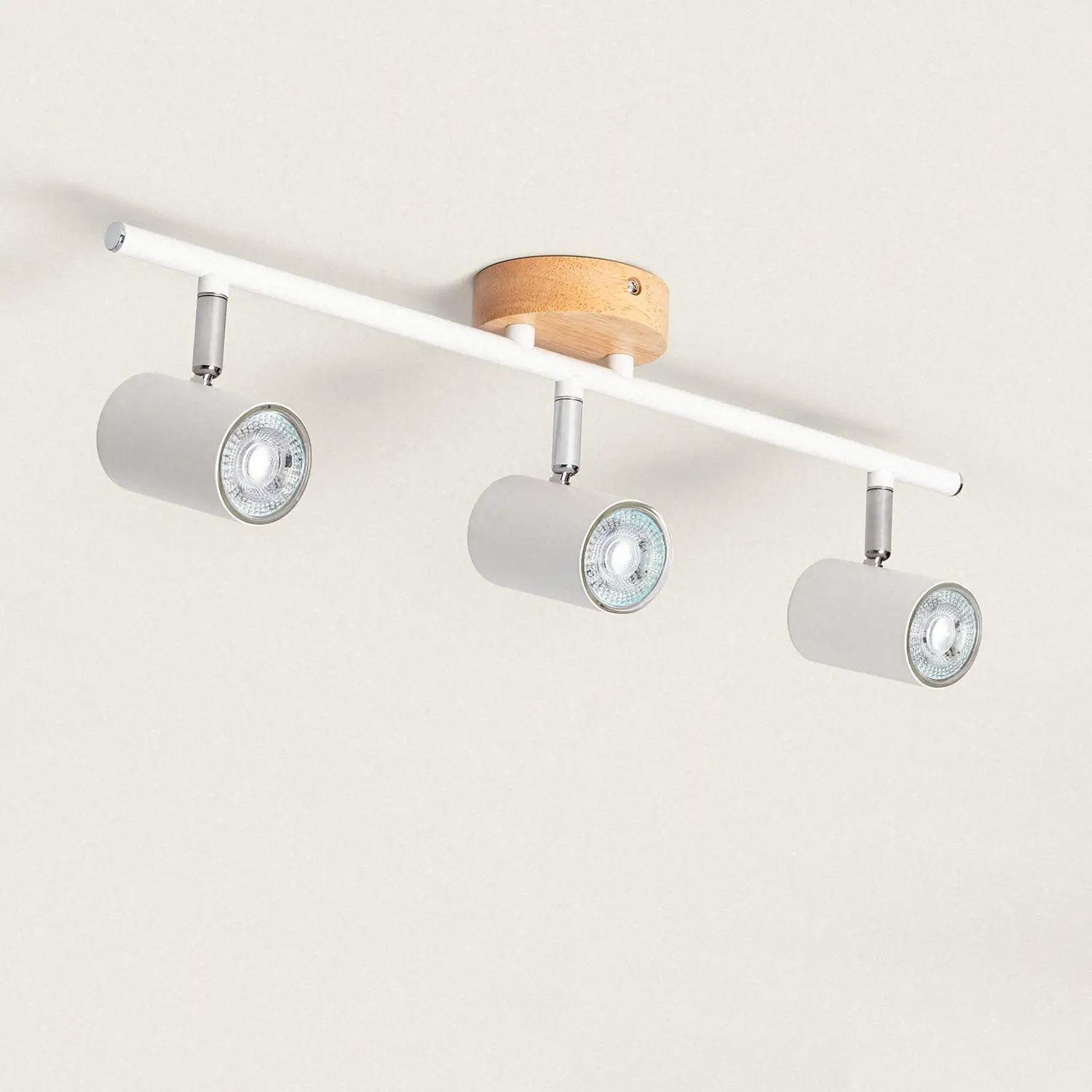 Lámpara de Techo Orientable Madera y Metal 3 Focos Albus