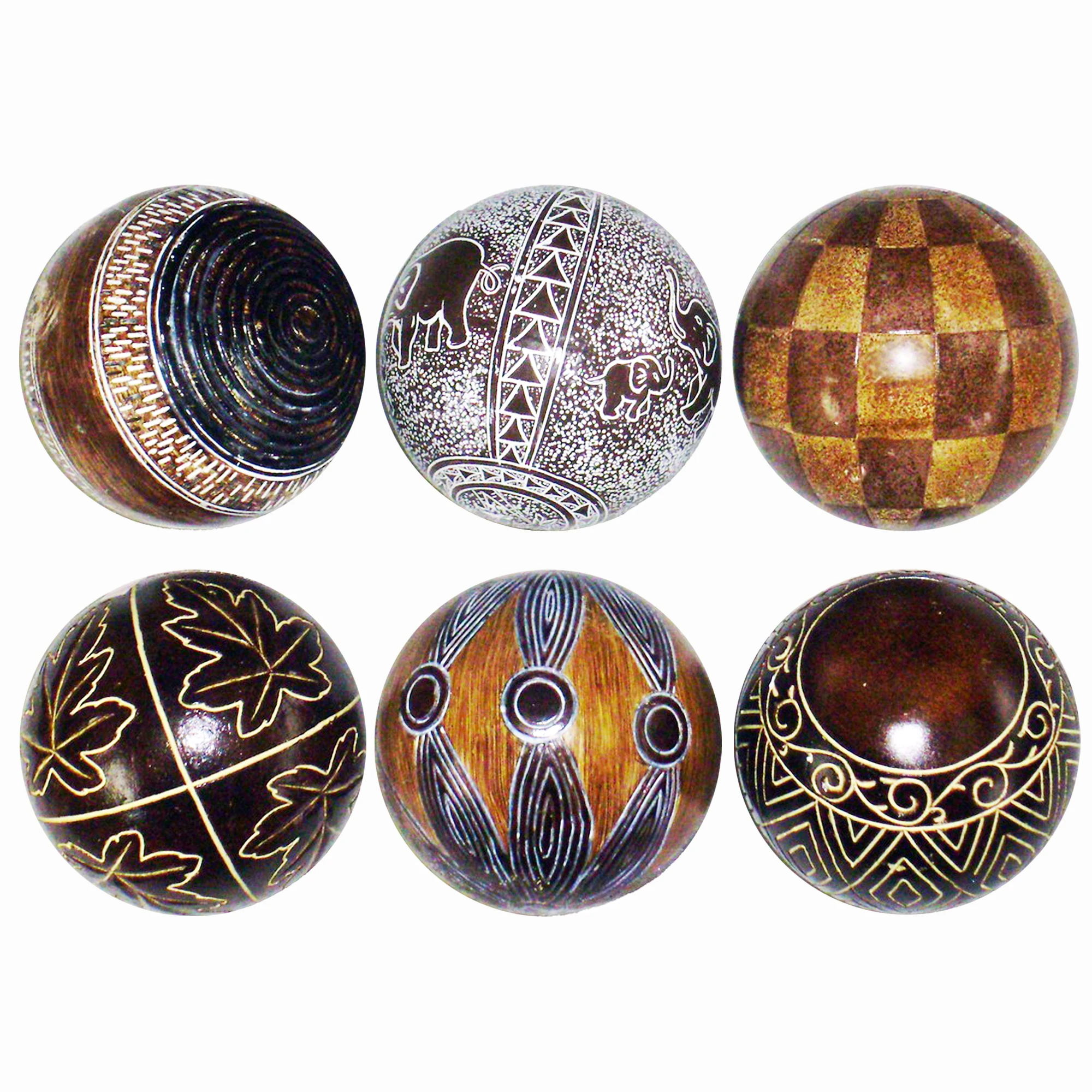 Set de 6 Bolas Decorativas de Resina para Centro de Mesa
