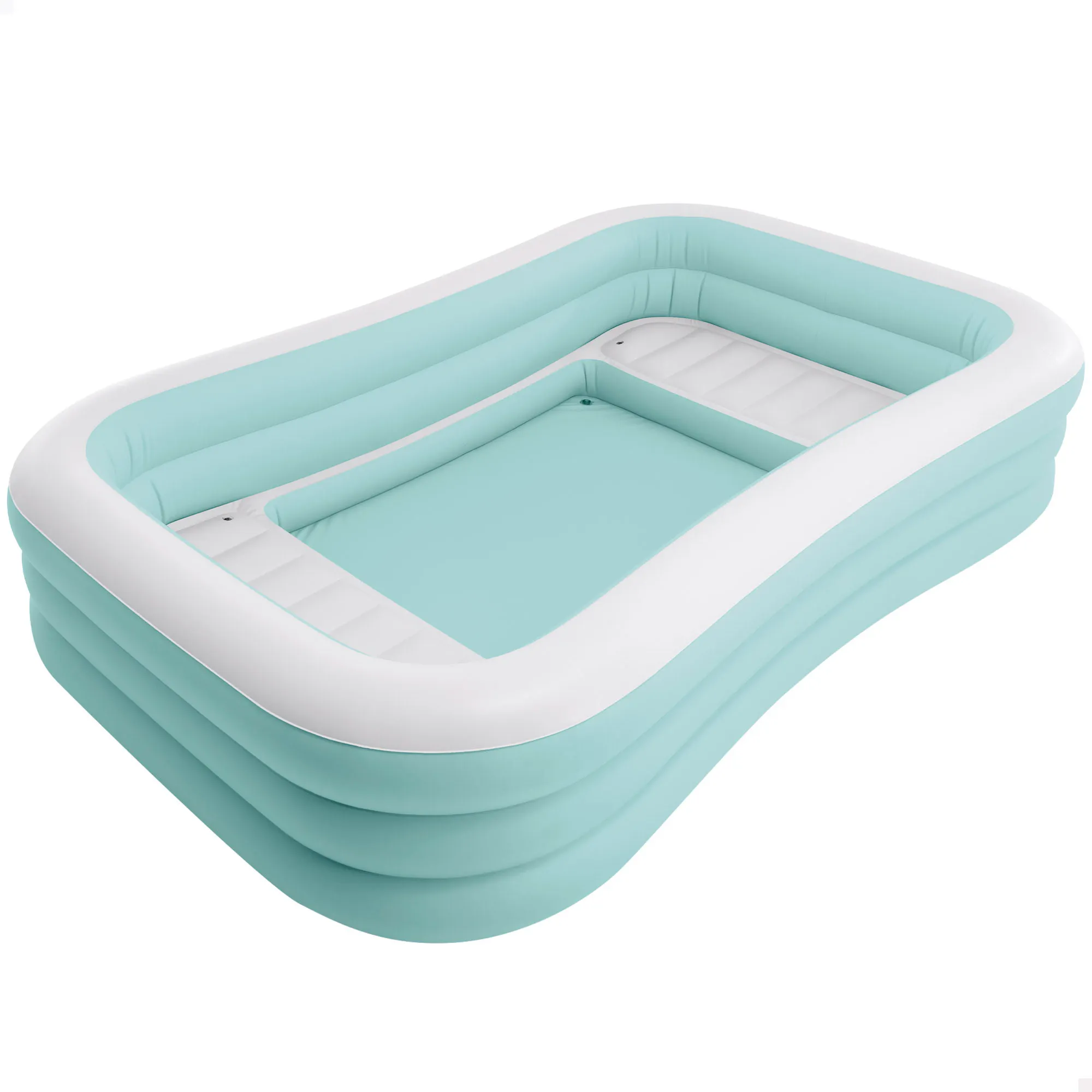 INTEX - Piscina hinchable infantil, color azul y blanco, medidas de 264x165x56 cm, suelo y asientos hinchables, capacidad para 780 litros agua, 2 cámaras de aire, 1 parche reparación, piscinas