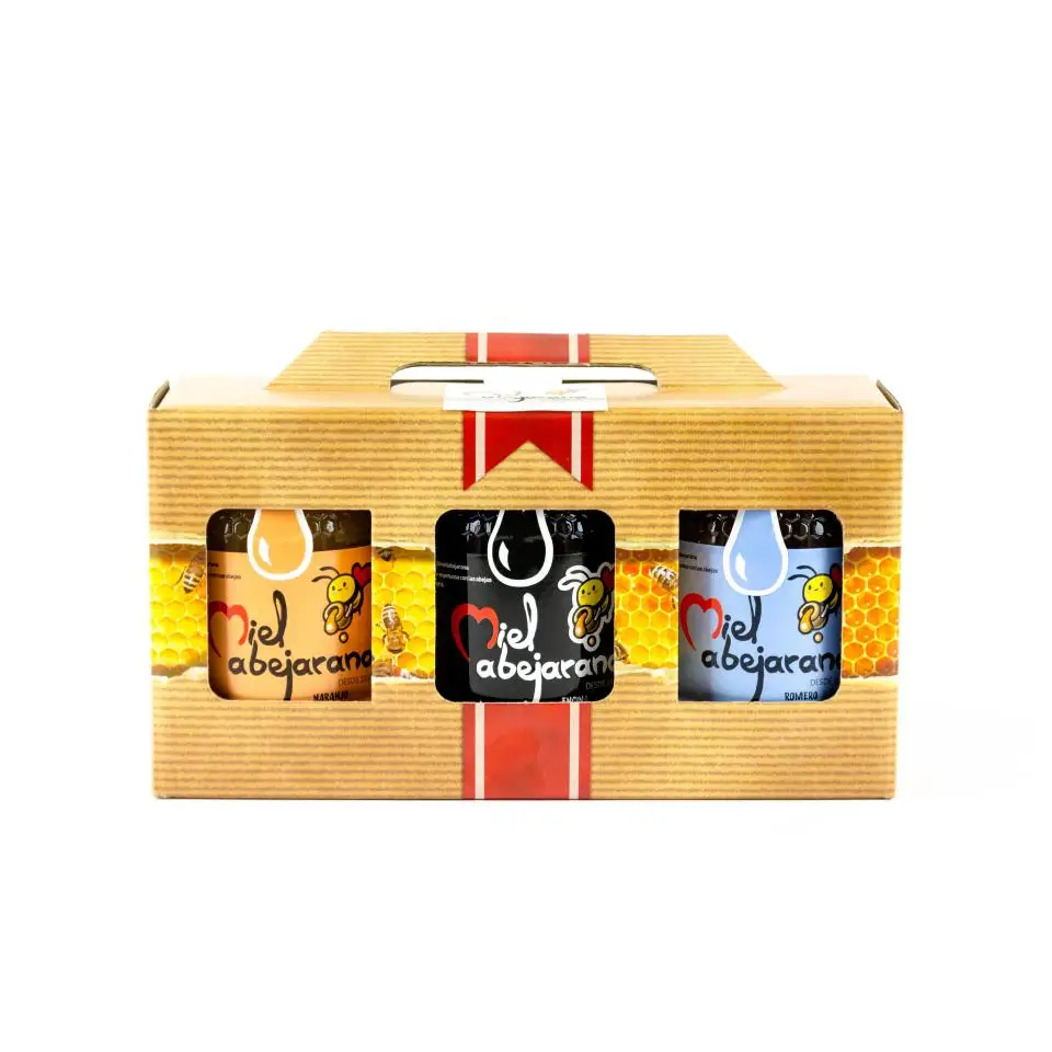 Estuche 3 Mieles Castaño, Bosque y Encina - Miel Abejarana, Mieles Sostenibles y Premiadas de Origen España - 500g
