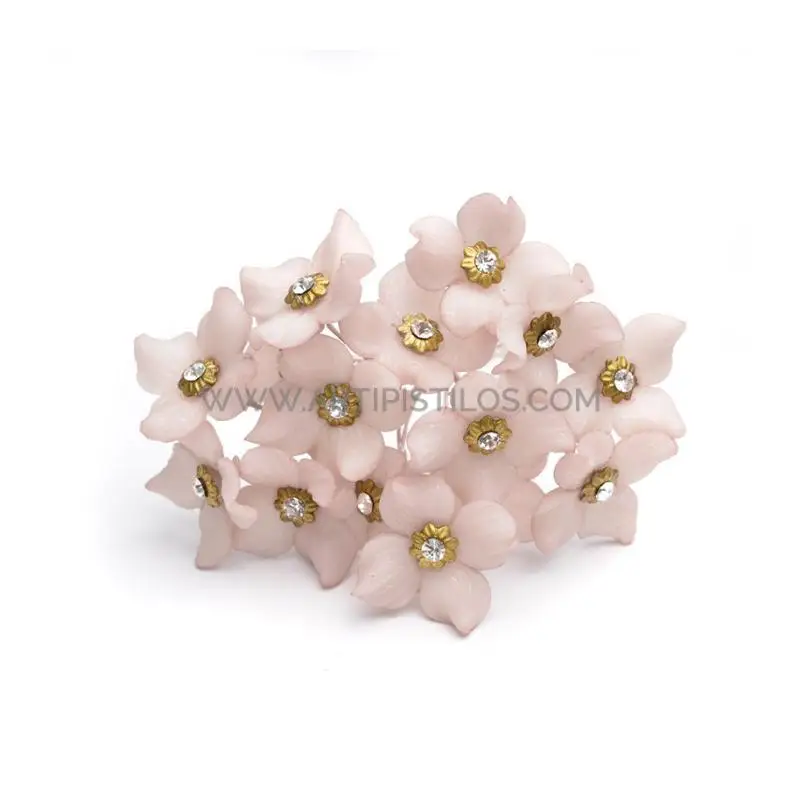 Flor de Porcelana Fría 2 Cm con Strass - Ideal para Decoración de Coronitas, Tiaras, Tocados, Pamelas, Sombreros, Bolsos y Zapatos