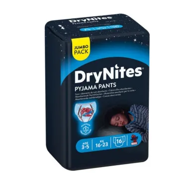 Huggies DryNites Niño 3-5 Años (16-23 kg) 16 Uds – Protección Nocturna y Máxima Discreción