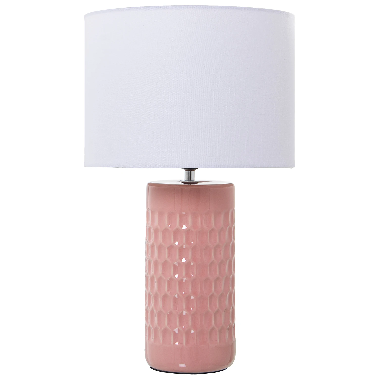 Lampara sobremesa ceramica rosa, 1xe27, max.40w 25x42cm, base: 10, 5x24cm
