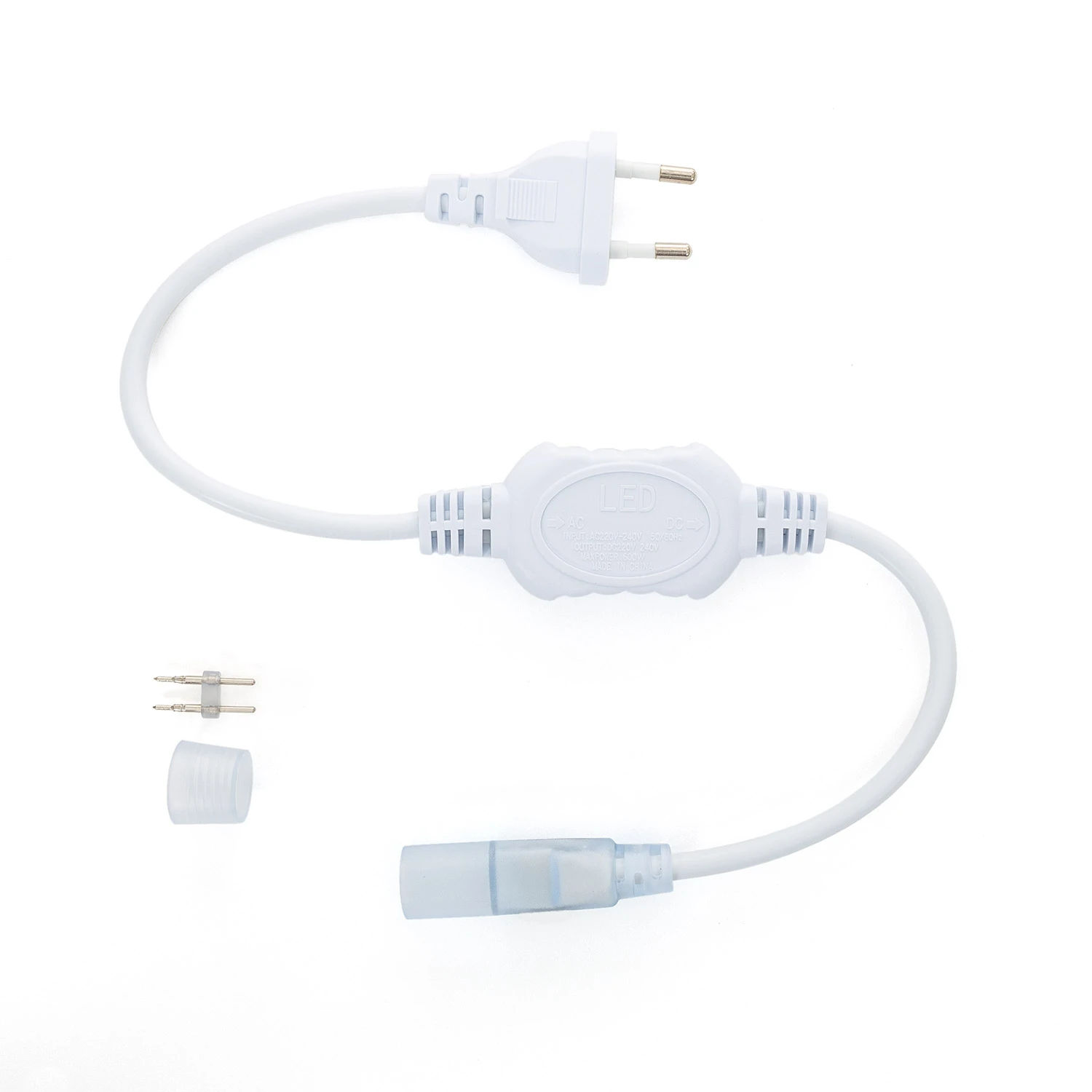 Ledkia LED Neon Strip Rectifier Cable 220V SFLEX8, features quick connector for easy installation, CE certified, ideal for LED strip lights.