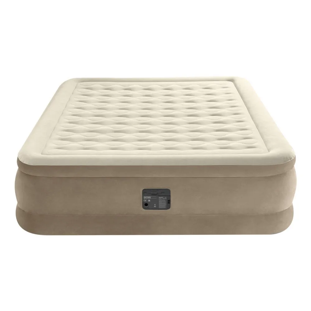 2 seater Ultra Plush inflatable mattress with fiber-tech INTEX, inflatable bed INTEX for 2 with inflator