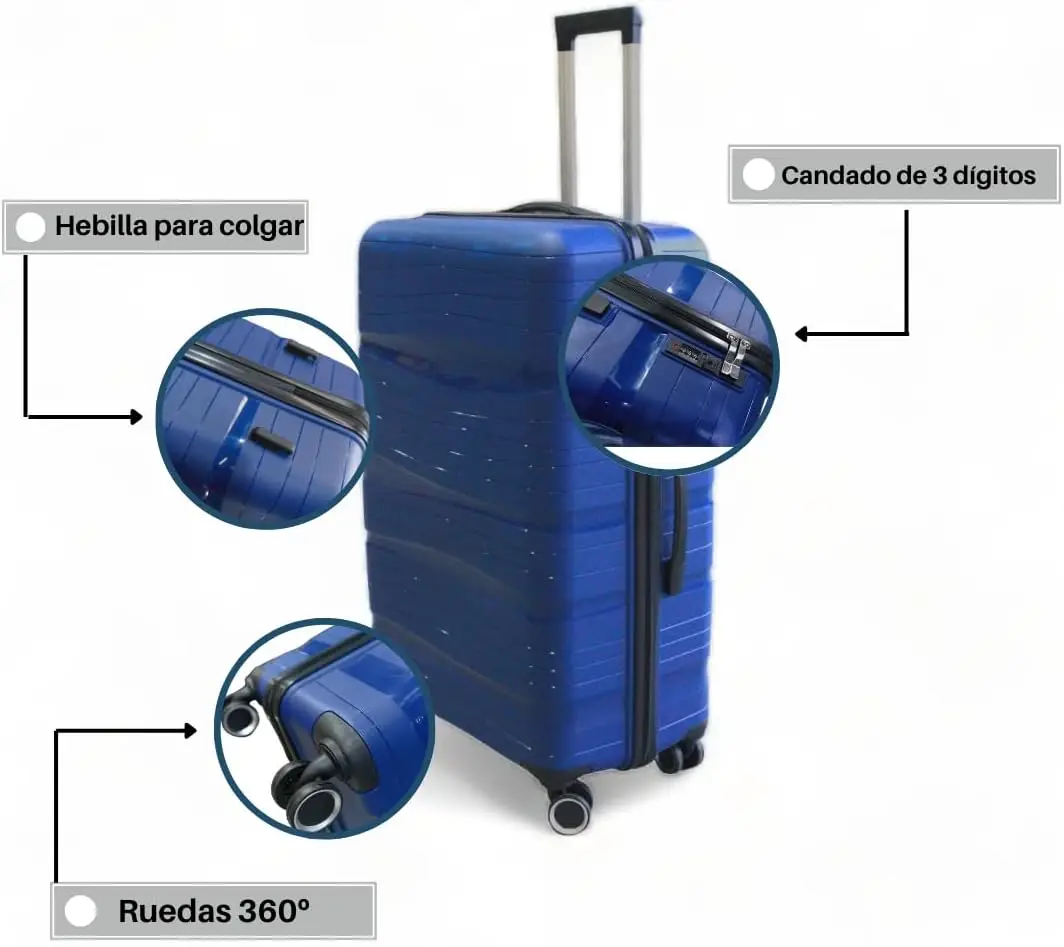 Suitcases Airplane Cargo Luggage Set, Medium and Large Rigid Travel Luggage, with 4 360 ° Rotating Double Wheels and Security Code TSA. Lightweight and compact travel Trolley. Golden tent