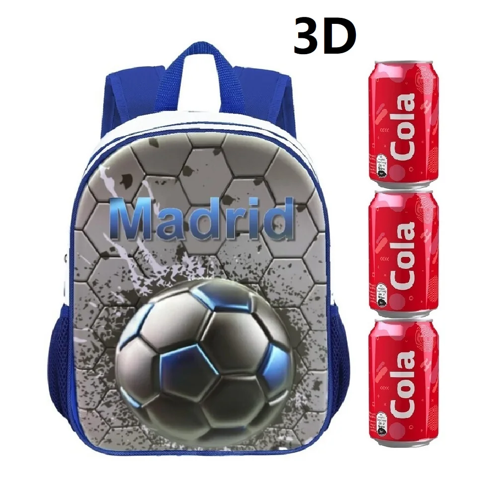 Mochila PEQUEÑA INFANTIL PRIMERA DE PRIMARIA 3D de FUTBOL MADRID 32CM,Medidas: 32x26x10cm,Vuelta al cole,MOCHILA DE COLE,cm,fespu