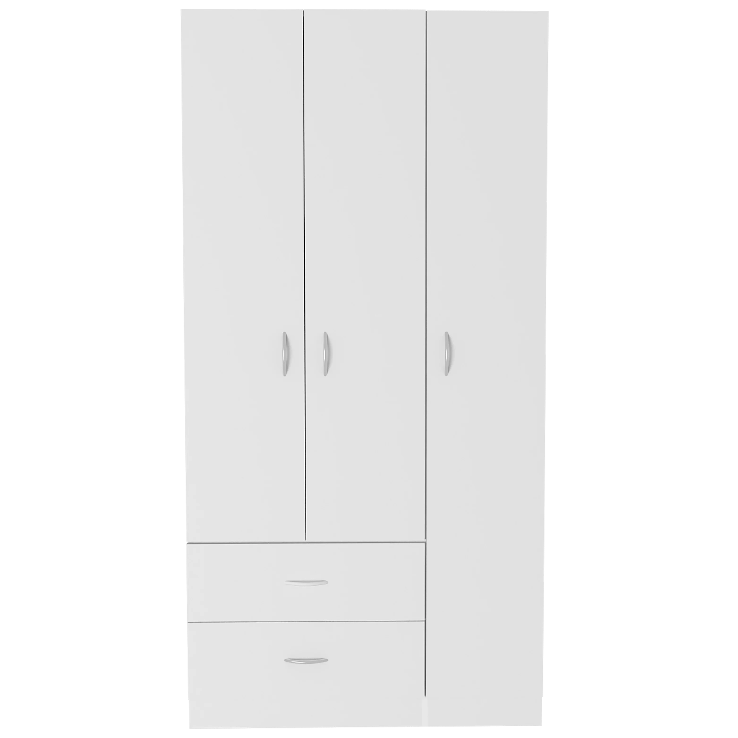 TUHOME Armario Austral De 3 Puertas, con dos cajones, Blanco Madera manufacturada