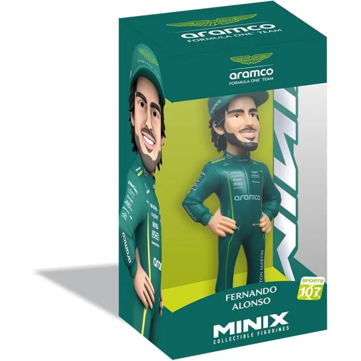Minix formula 1 aston martin fernando alonso figure model 107 - original - collectible miniature figures for display - gift idea - official merchandise - toys for children and adults - fans