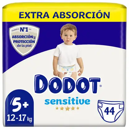 DODOT Sensitive - Pañales, 11 A 16 Kg, Blanco, Talla 5+, Vanilla, 44 Unidad