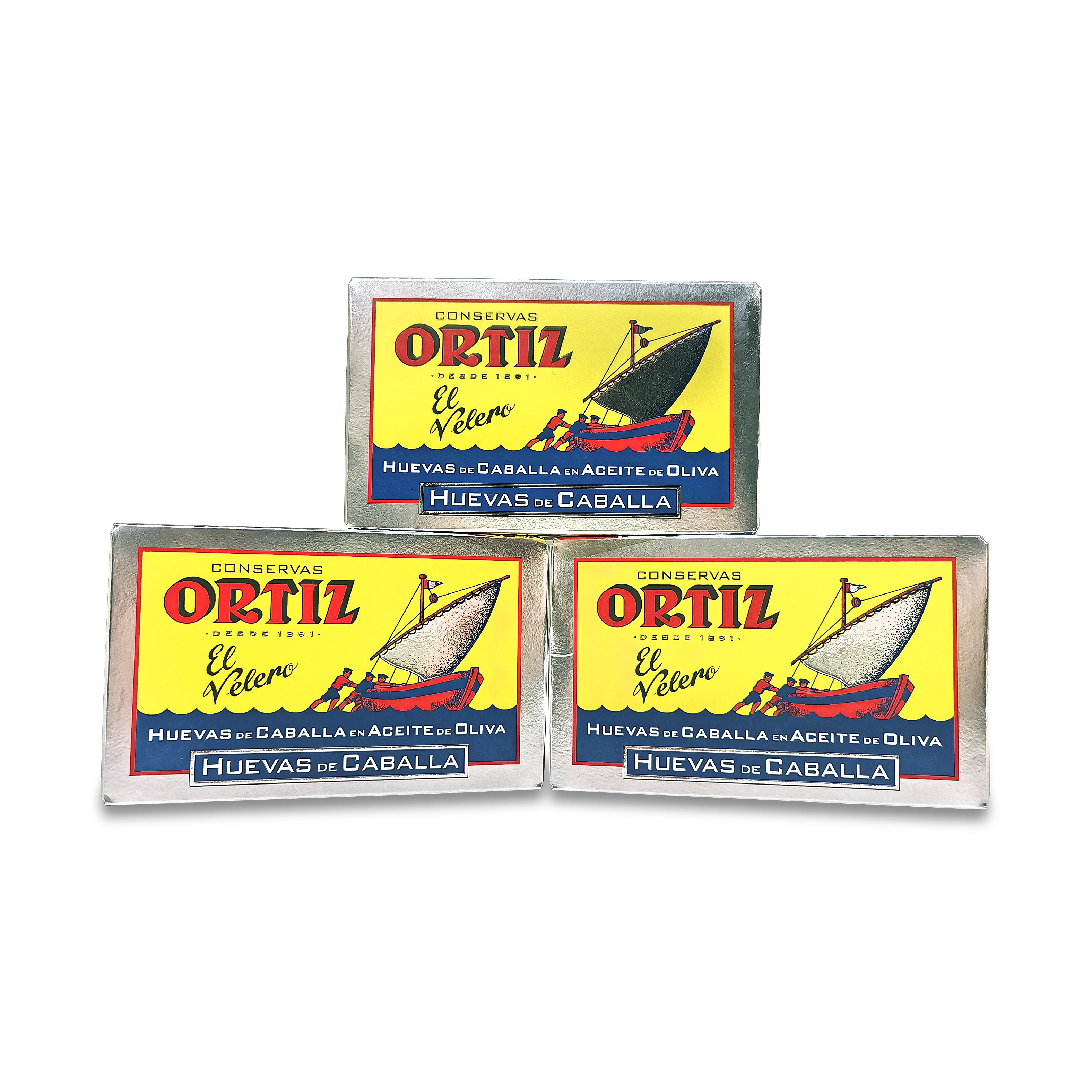 Huevas de caballa en aceite de oliva de Conservas Ortiz (Pack de 3 unidades de 110gr)