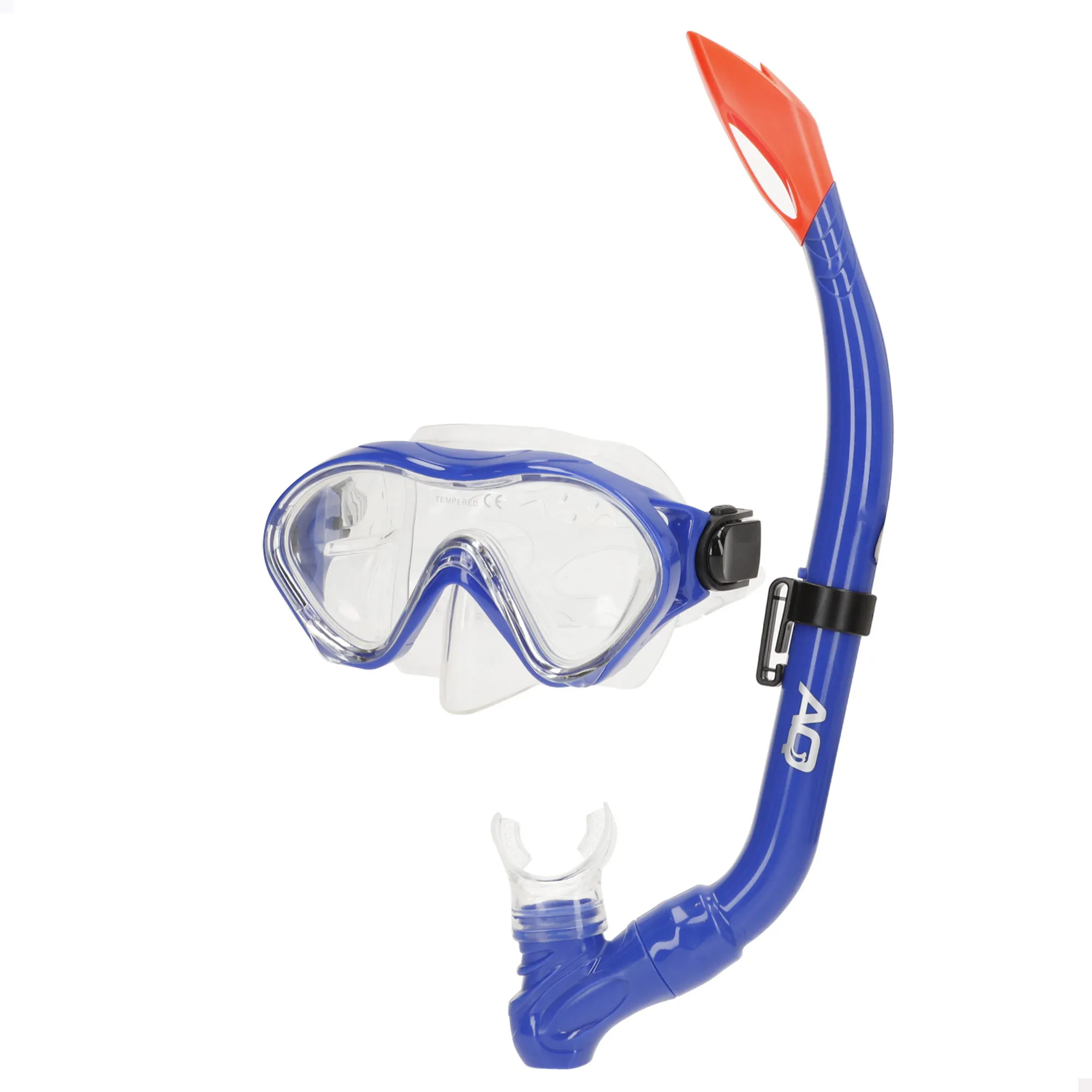 Aqua Sport - Gafas de buceo con tubo niños, sello silicona, látex free, lentes de cristal templado, ajustables, amplio ángulo de visión 150º, hipoalergénico, +7 años, snorkel niño, set buceo