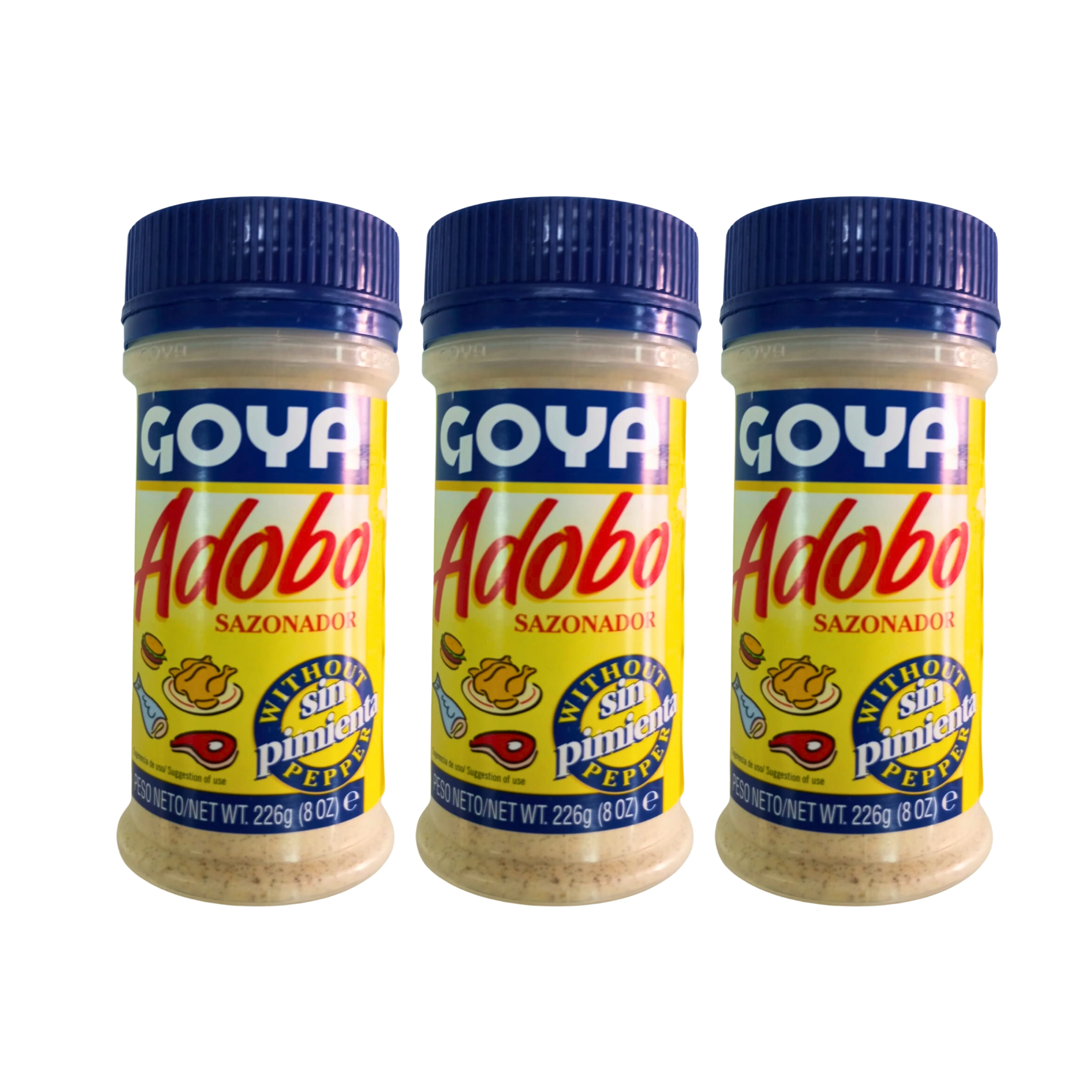 3 BOTELLAS ADOBO SIN PIMIENTA GOYA - MEZCLA DE ESPECIAS LATINAS - 226G USA