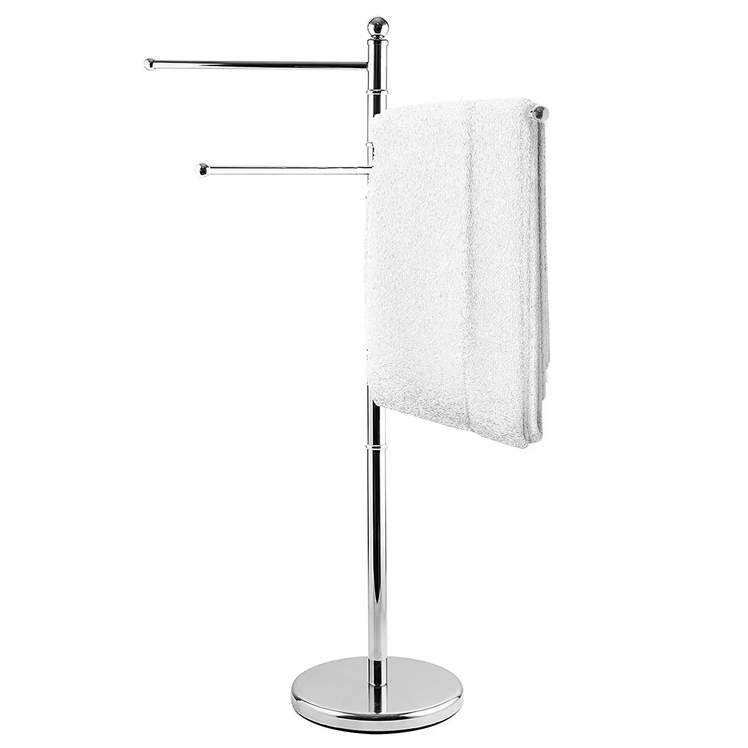 Soporte para Colgar Toallas ,de Pie ,sin Taladrar , Metal Acero, Multiuso, con 3 Brazos Giratorios - Baño Moderno y Práctico