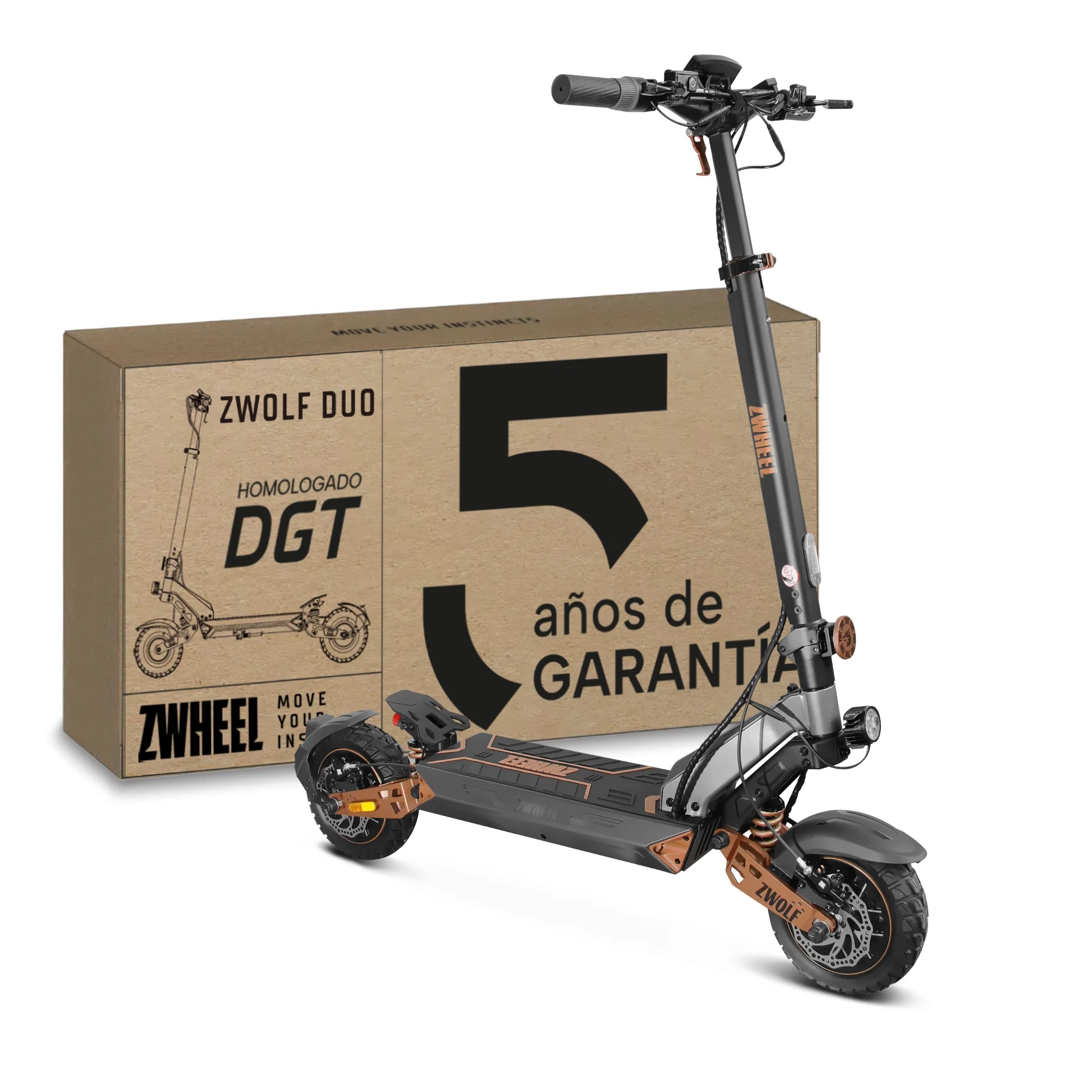 ZWHEEL Zwolf Duo Patinete Eléctrico Adulto Plegable DGT/VMP Doble Motor 2000W Suspensión Ruedas 10" Tubeless  App