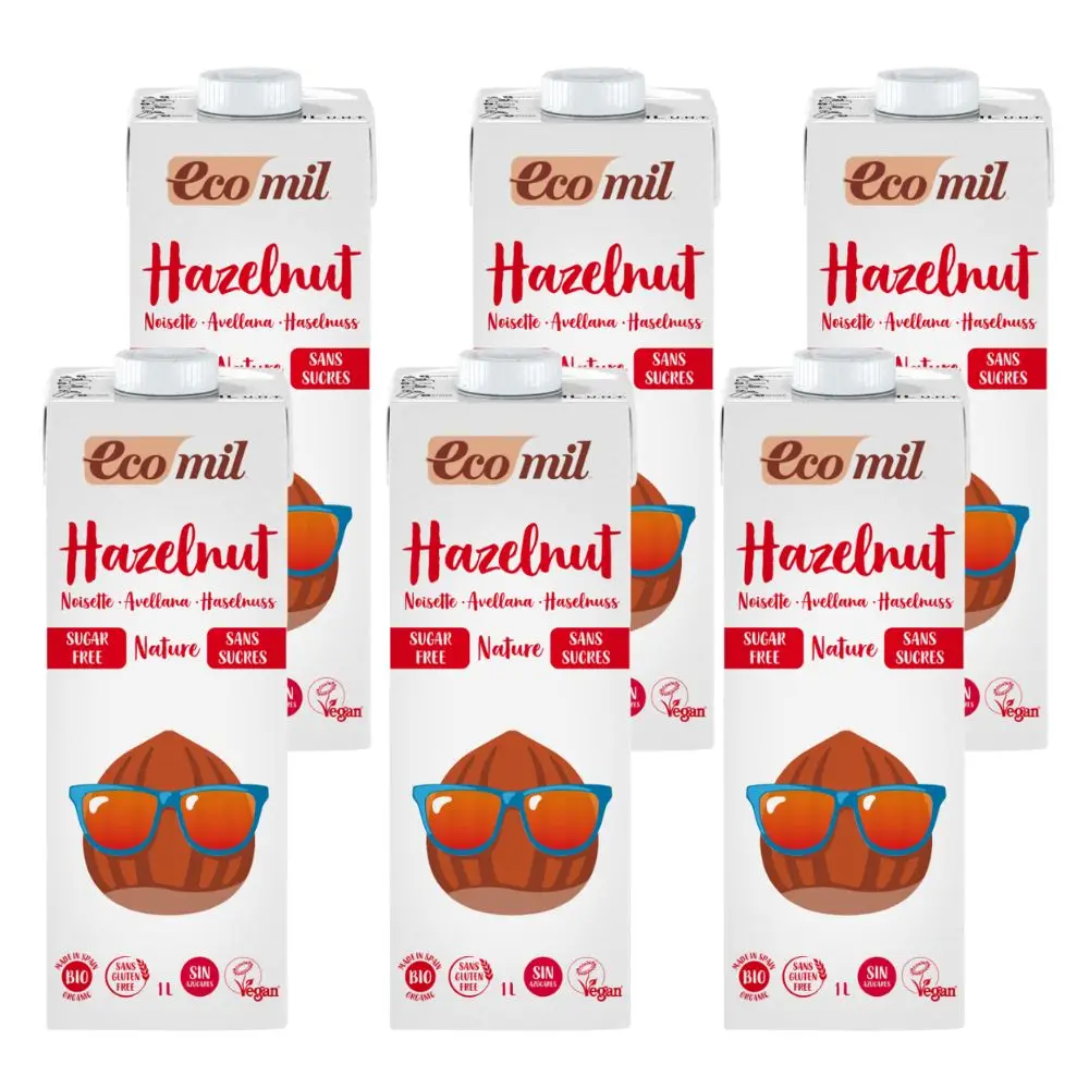 Pack 6x Bebida de Avellanas Ecológica Nature 1l Ecomil