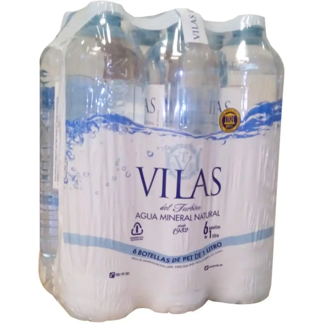 VILAS DEL TURBON -  Agua mineral natural -  Pack 6 botellas 1 litro Plástico