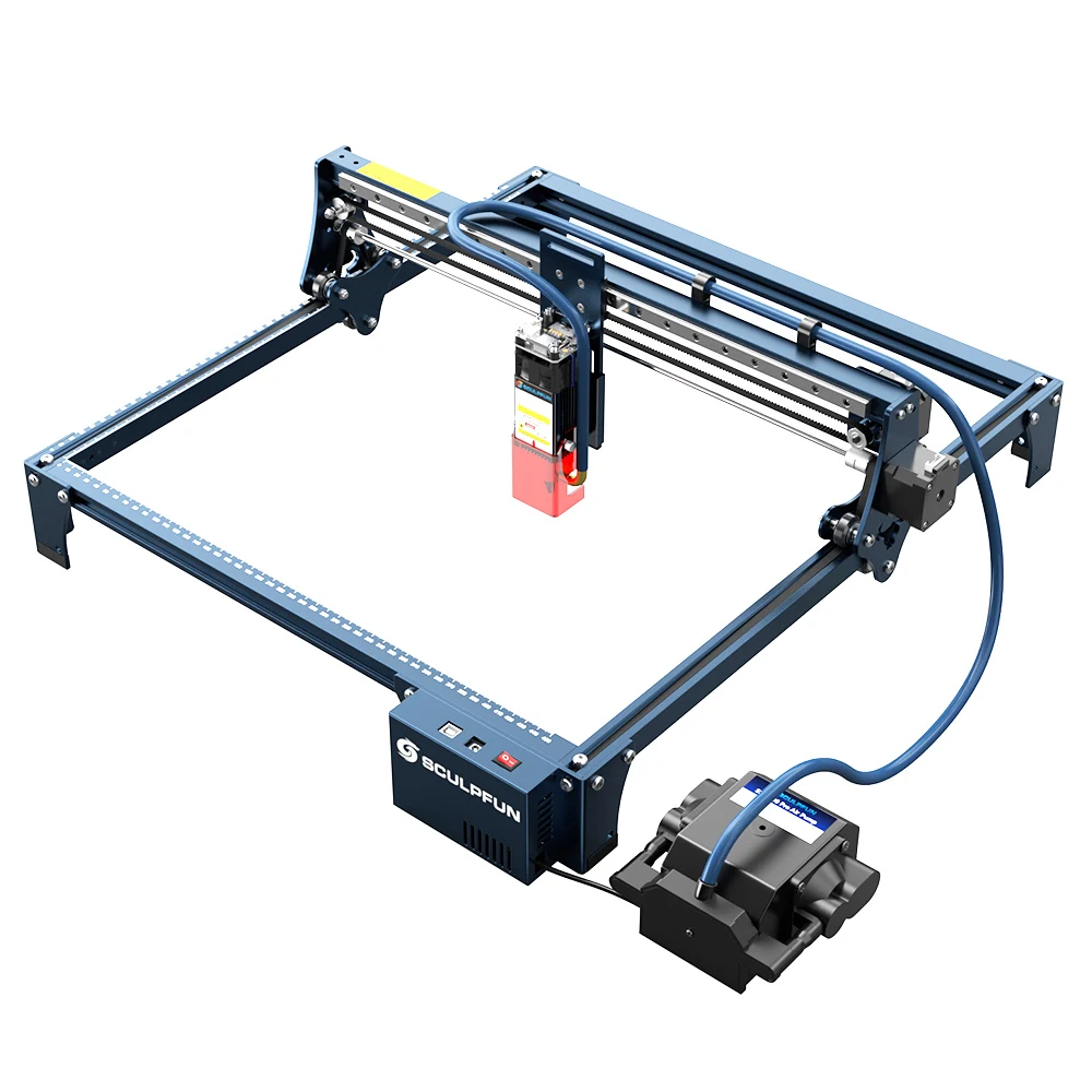 SCULPFUN S30 5W Grabador y Cortador Láser, Asistencia de Aire Automática, Lente Reemplazable, Placa