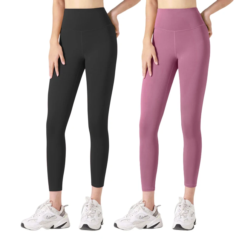 FREES COPES Pack Ahorro 2 Piezas Leggings seamless yoga leggings de Yoga de Cintura Alta para Mujer - Negro+Rosa